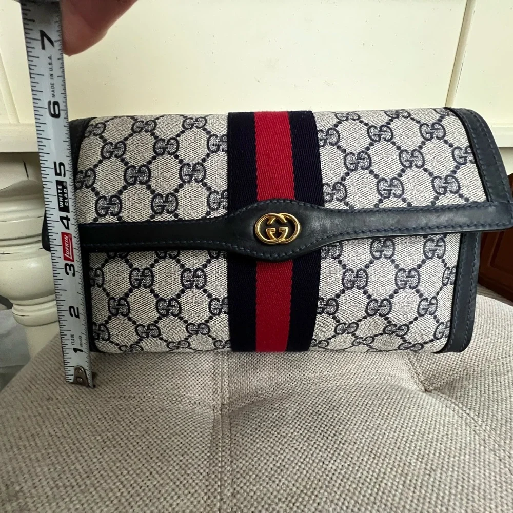 Gucci canvas sherry line navy clutch - Picture 15 of 16